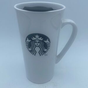2013 Starbucks Ceramic Grande tall 16oz black classic mermaid logo W/ sip lid